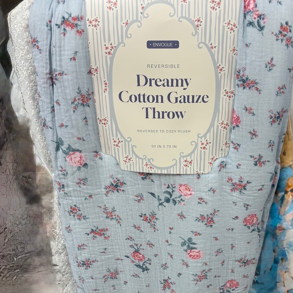 New Envogue Reversible Cotton Gauze Throw VIRAL HTF